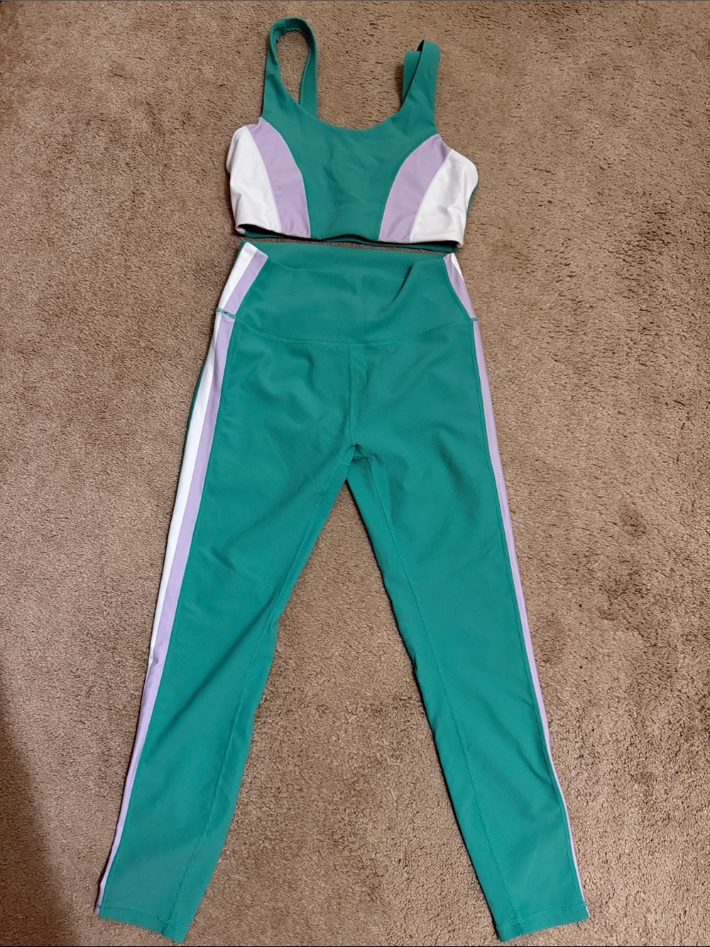 Wildfox Teal, Lavender & White Colorblock Legging Set